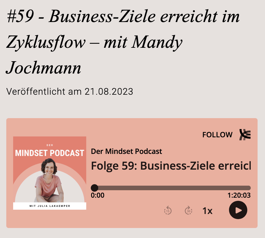 Business-Ziele erreicht im Zyklusflow – Interview mit Mandy Jochmann im Mindset-Podcast bei Julia Lakaemper